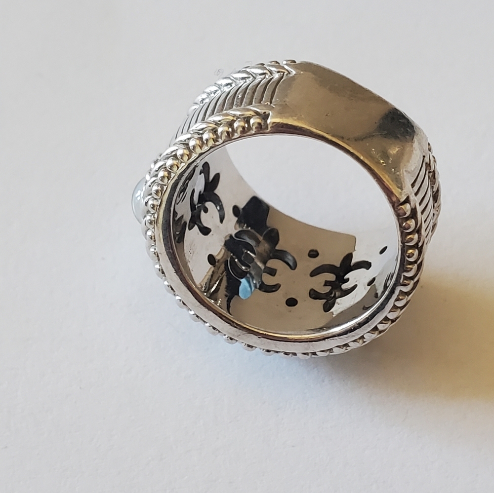 Judith Ripka Sterling And Blue Topaz Ring, Sz 6.5 - Picture 7 of 9